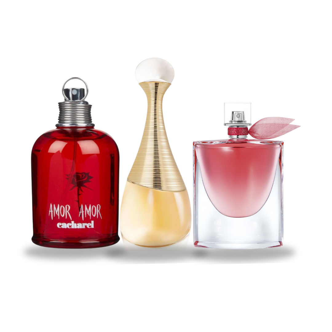 Kit 2+1 Gratis! Cacharel Amor Amor, Lancôme La Vie est Belle e Dior J’adore (100ml)