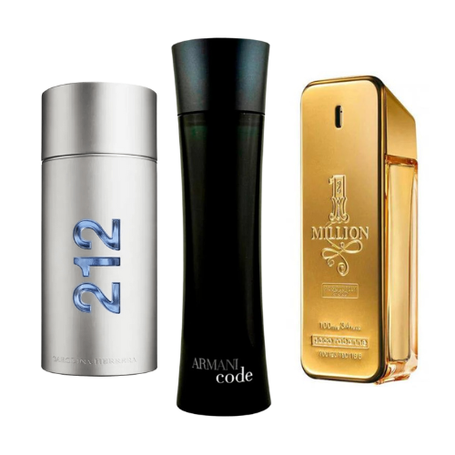 Set di 3 Profumi 212 Men NYC, Paco Rabanne One Million, Armani Code Homme 100ml