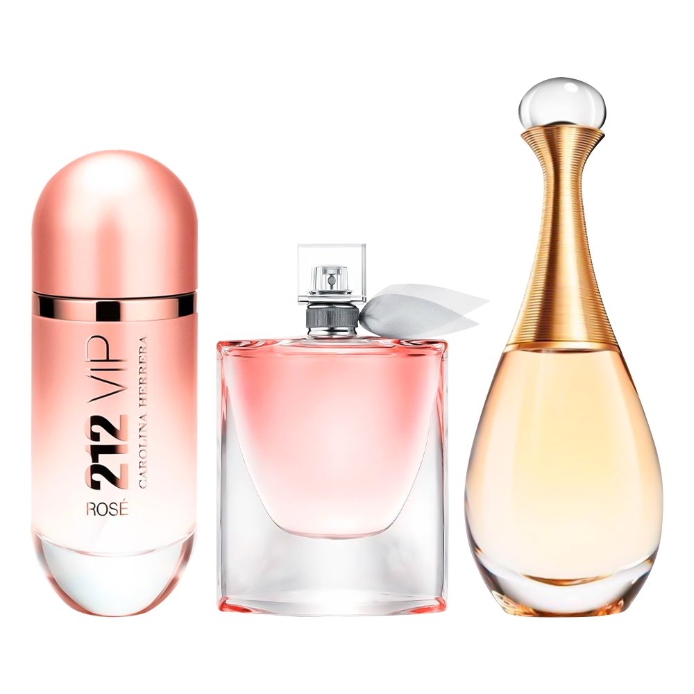 Combo di 3 Profumi Femminili  - 212 VIP Rosé, La Vie est Belle e Jadore