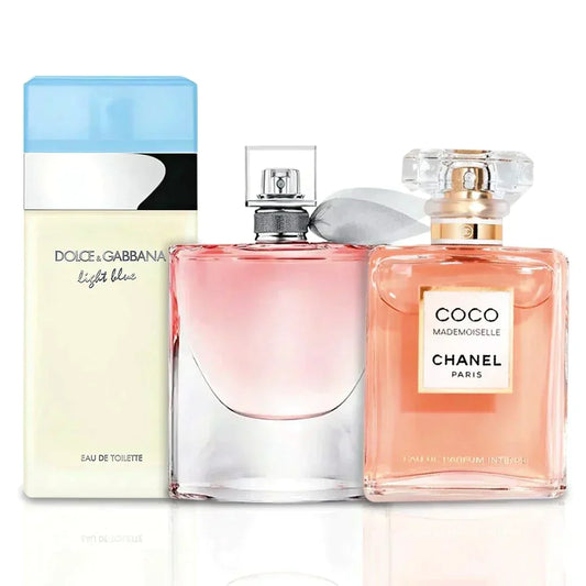 Combo di 3 Profumi Femminili La Vie est Belle, Mademoiselle e Light Blue 100ml