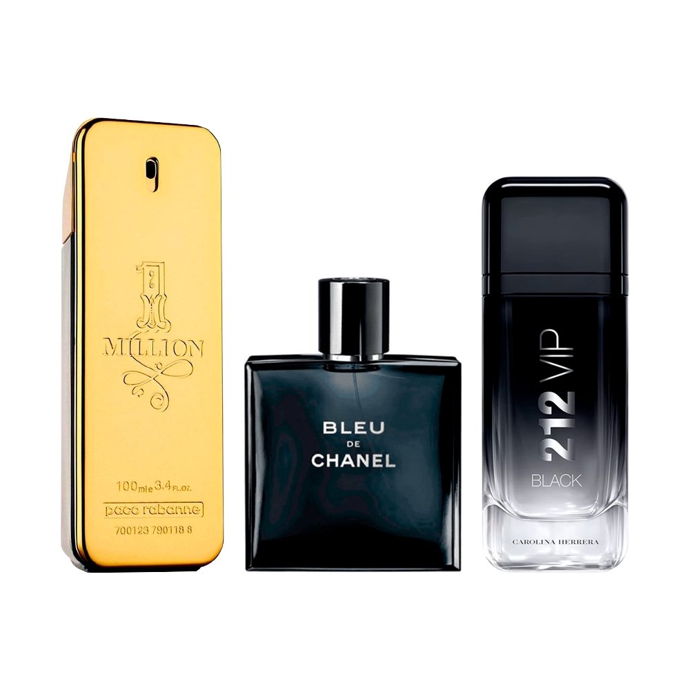 Combo di 3 Profumi Maschili - 1 Million, Bleu de Chanel e 212 VIP Black