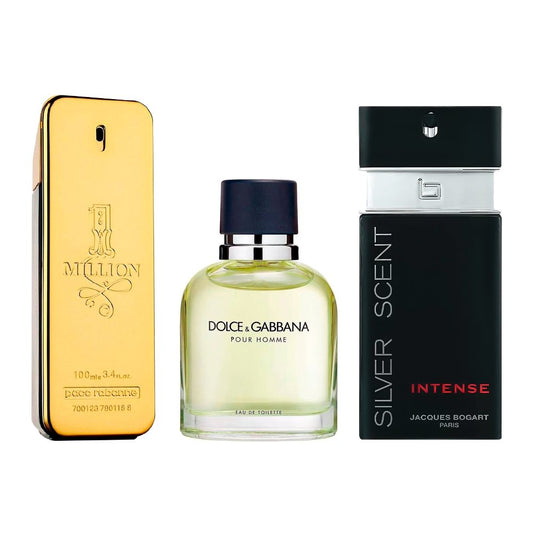 Combo di 3 Profumi Maschili - 1 Million, D&G Pour Homme e Silver Scent