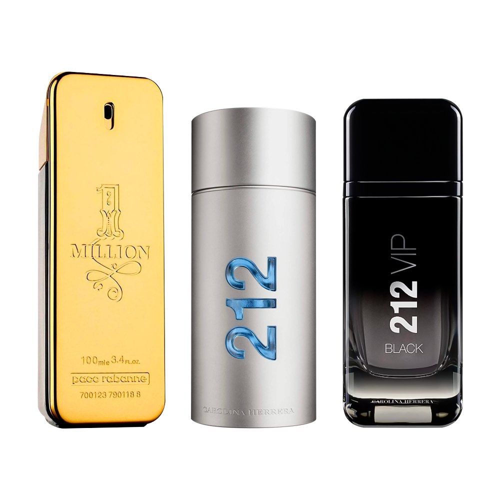 Combo di 3 Profumi Maschili - 1 Million, 212 MEN e 212 Black