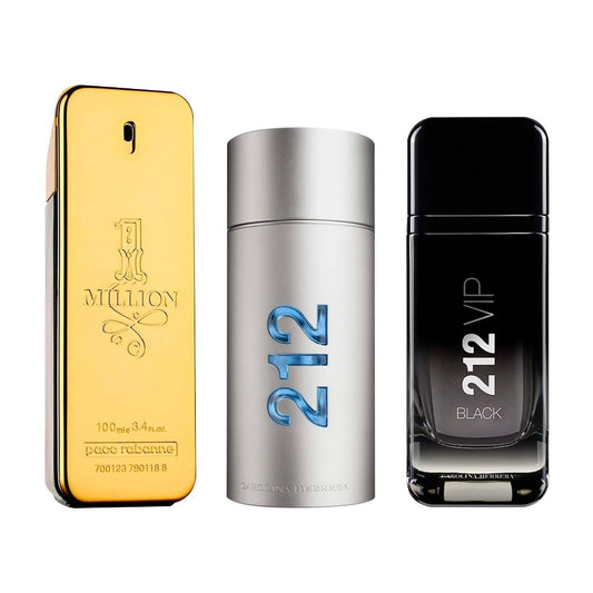 Combo di 3 Profumi Maschili - 1 Million, 212 MEN e 212 Black