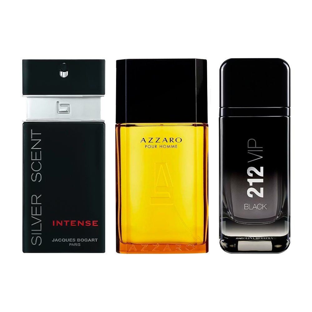 Combo di 3 Profumi Maschili - Silver Scent, Azzaro e 212 Black