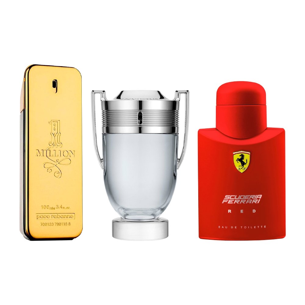 Combo di 3 Profumi Maschili - 1 Million, Invictus e Ferrari Red