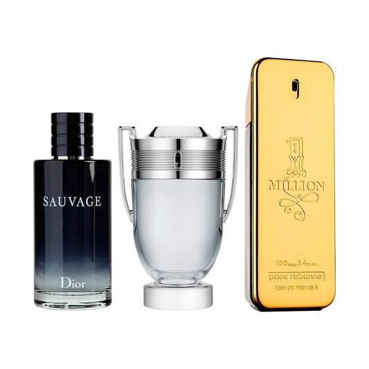 Combo di 3 Profumi Maschili - Sauvage, Invictus e 1 Million